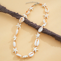 Collier Minimaliste Tressé en Corde Style Hawaïen avec Étoile de Mer et Coquillages pour Femme, Vente en Gros Direct Usine, Accessoire de Mode pour Vacances à la Plage