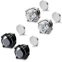 Approvisionnement transfrontalier Boucles d'oreilles clips magnétiques tendance en acier inoxydable sans perçage, clous magnétiques en zircon pour piercings hélix