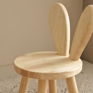 Taburete para niños con forma de conejo, silla de madera maciza para niños, uso doméstico, duradera - Product Image 2
