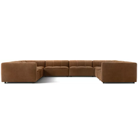 Canapé modulaire en cuir durable pour salon, mobilier d'intérieur moderne, structure en bois artisanal, idéal pour villa et appartement