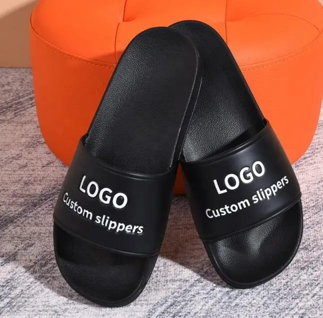 2020 Custom Logo Fashion New Model Cotton Slippers outdoor Men Black Slide Sandals