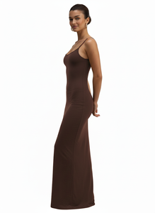 Özel Logo Marka İkinci Cilt Sıkıştırmalı Ayarlanabilir Askılı Çift Katmanlı Kadın Denizkızı Şeklinde Maxi Elbise - Product Image 3