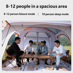 Tente de camping familiale spacieuse pour 3, 4, 5, 8 ou 10 personnes, deux chambres, un salon, tente d'extérieur - Product Image 3