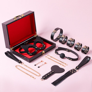 Jouets sexuels SM, ensemble de 8 pièces en cuir véritable pour couples, bondage des mains et des pieds, menottes, fouet en cuir, entraînement - Product Image 3
