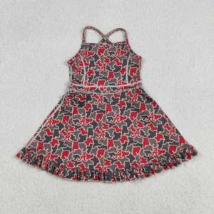 Tenue d'été décontractée pour petites filles, motif floral, respirante, col rond, sans manches, longueur cheville, pour le tennis et le yoga, ODM - Product Image 3