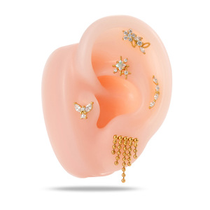 YW Tassel Flower <strong>Butterfly</strong> Stud <strong>Earrings</strong> Stainless Steel Screw <strong>Back</strong> Cartilage <strong>Earring</strong> Women Helix Piercing Jewelry - Product Image 6