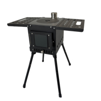 Poêle à bois portable en acier au carbone - Poêle de camping pliable et barbecue pour la cuisson en extérieur, idéal pour les pique-niques et les aventures