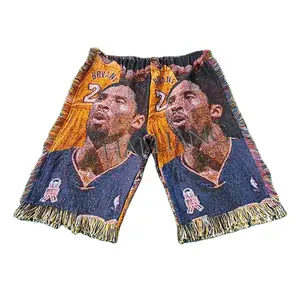 Shorts de basquete masculino plus size para academia, calças justas de tapeçaria com franjas, calças de moda, shorts bermuda