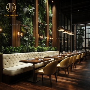 Modern Commercial White Curved Leather Wooden Hotel Restaurant Chair with Table <strong>Sofa</strong> Booth Seating Furniture Booth for <strong>Cafeteria</strong> - Product Image 3