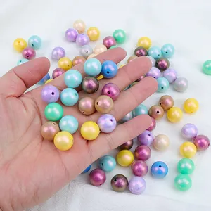 Benutzer definierte heiß verkaufen Kinderspiel zeug Silikon Beiß perlen DIY Kits Silikon Hochglanz perlen benutzer definierte 20mm Silikon perlen