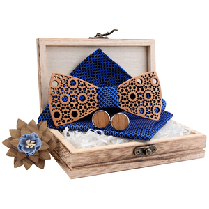 Nœud <span class=keywords><strong>papillon</strong></span> classique en <span class=keywords><strong>bois</strong></span> 3D fait main pour homme avec pochette de costume assortie et boutons de manchette, en coffret - Product Image 6