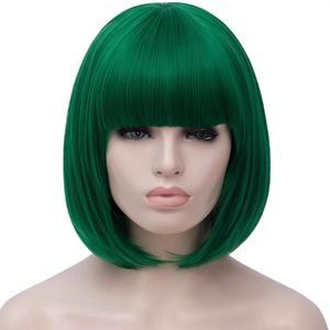 Perruques Bob européennes et américaines pour femmes, multicolores, avec frange, <span class=keywords><strong>cheveux</strong></span> courts, pleine tête, en fibre haute température, fabriquées à la machine, pour changer de <span class=keywords><strong>coiffure</strong></span> - Product Image 2