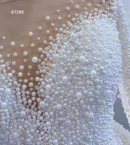 Abito <span class=keywords><strong>da</strong></span> Sposa di Lusso a Sirena/Tromba con Maniche Lunghe e Scollo a V Profondo, Pesantemente Decorato con Perline, Cristalli e Perle con Strascico - Product Image 2