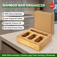 Organisateur de sacs Ziplock en bambou de qualité supérieure pour tiroir de cuisine, compatible avec les sacs de format gallon et quart, pliable multifonction pour sandwichs et collations