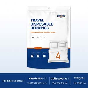 Sábanas desechables, juego de cama de viaje ligero y transpirable de 4 piezas con colcha, funda nórdica y 2 fundas de almohada para hoteles - Product Image 3