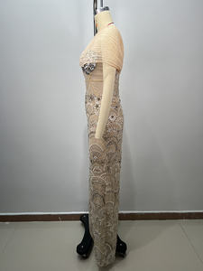 A10592 Migugarment فاخر مكشوف الكتفين فستان حفلة موسيقية عالي الجودة مطرز بالترتر حجر الراين الدانتيل قماش فستان زينة - Product Image 5