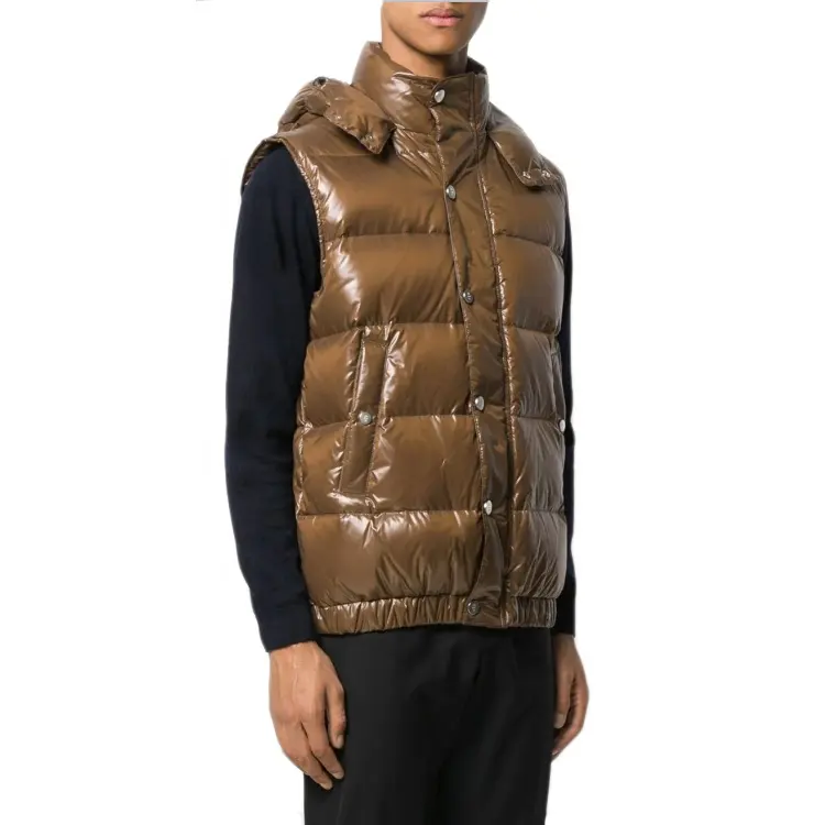2023 Latest Fashion Custom Winter Vest Jacket Mens Padded Utility Sleeveless Hooded Puffer Vest