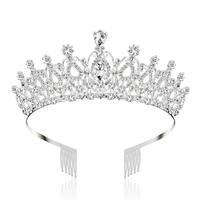 Couronnes de princesse pour filles en cristal de strass plaqué argent brillant populaires en gros, couronnes de déesse les plus vendues, anniversaire, bal de promo