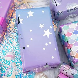 Purple glowing star-shaped shell mermaid scale <b>pattern</b> aluminum-coated <b>paper</b> packaging <b>paper</b> for girl kid baby shower - Product Image 2