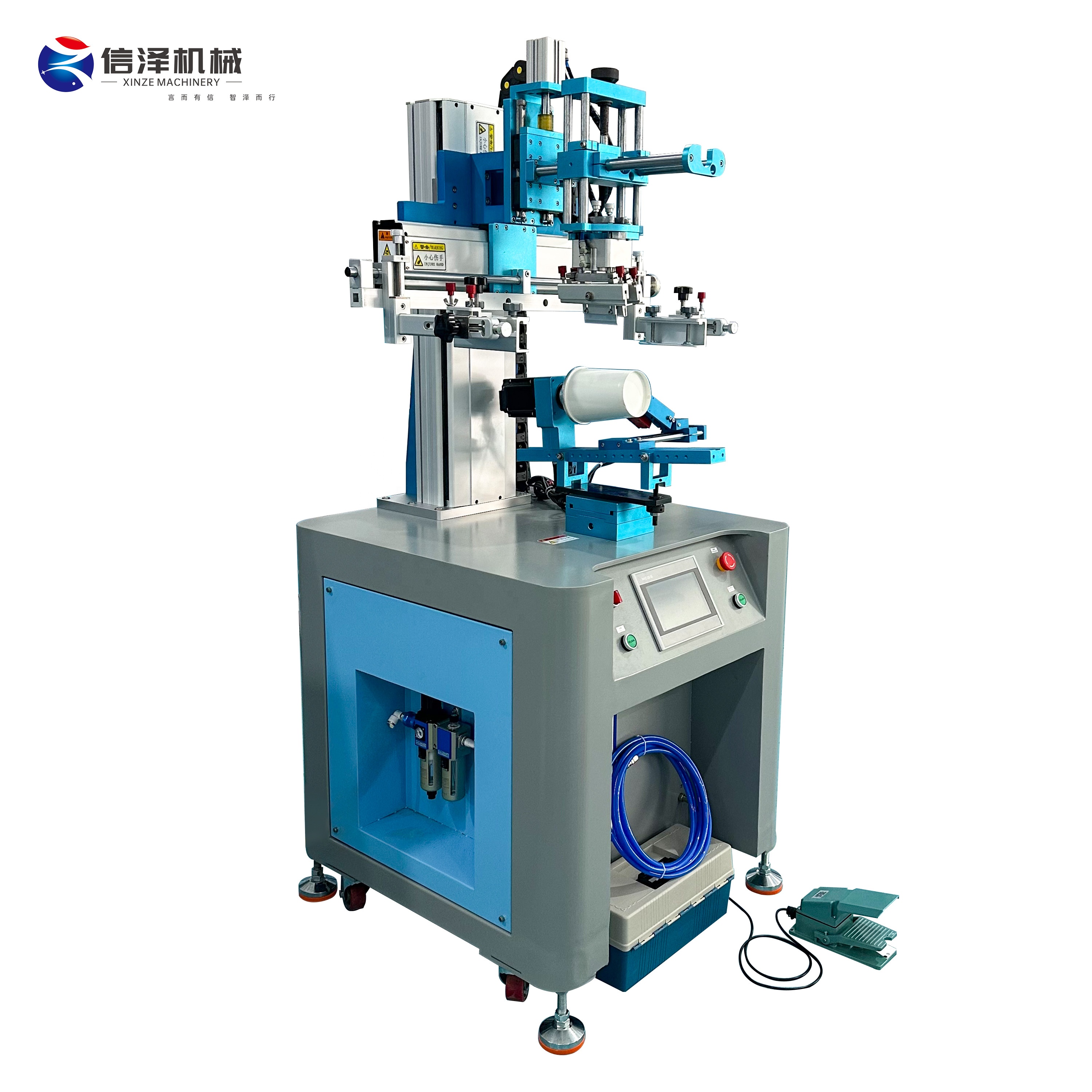 PP, Paper Cups, Paper Bowls Screen Printing Machine Semi-Automatic Single-Station Multi-Color for Large Diameter Printing