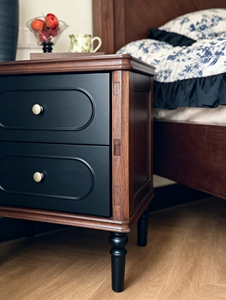 Premium Solid Wood Nightstand French Vintage Two-tone Spindle Legs 2 Drawer <b>Storage</b> Bedroom Furniture Stable <b>Bedside</b> Cabinet - Product Image 5