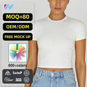 Oem Manufacturer Custom T Shirt Plain Black Cotton <strong>Basic</strong> Crop Top Tshirt Ladies Y2K Blank Baby <strong>Tee</strong> for Women - Product Image 1