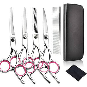 Juego de tijeras para peluquería canina de 7 piezas, tijeras curvas de acero inoxidable para cortar el pelo de perros, diseño práctico - Product Image 4