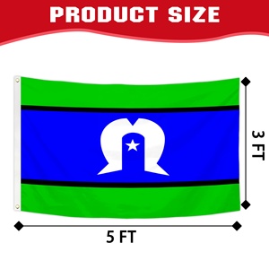 Drapeau en polyester personnalisé de l'île de la Torré, Australie, 3x5 pieds, imprimé numériquement, bannière indigène pour festival du patrimoine, vente en gros - Product Image 2