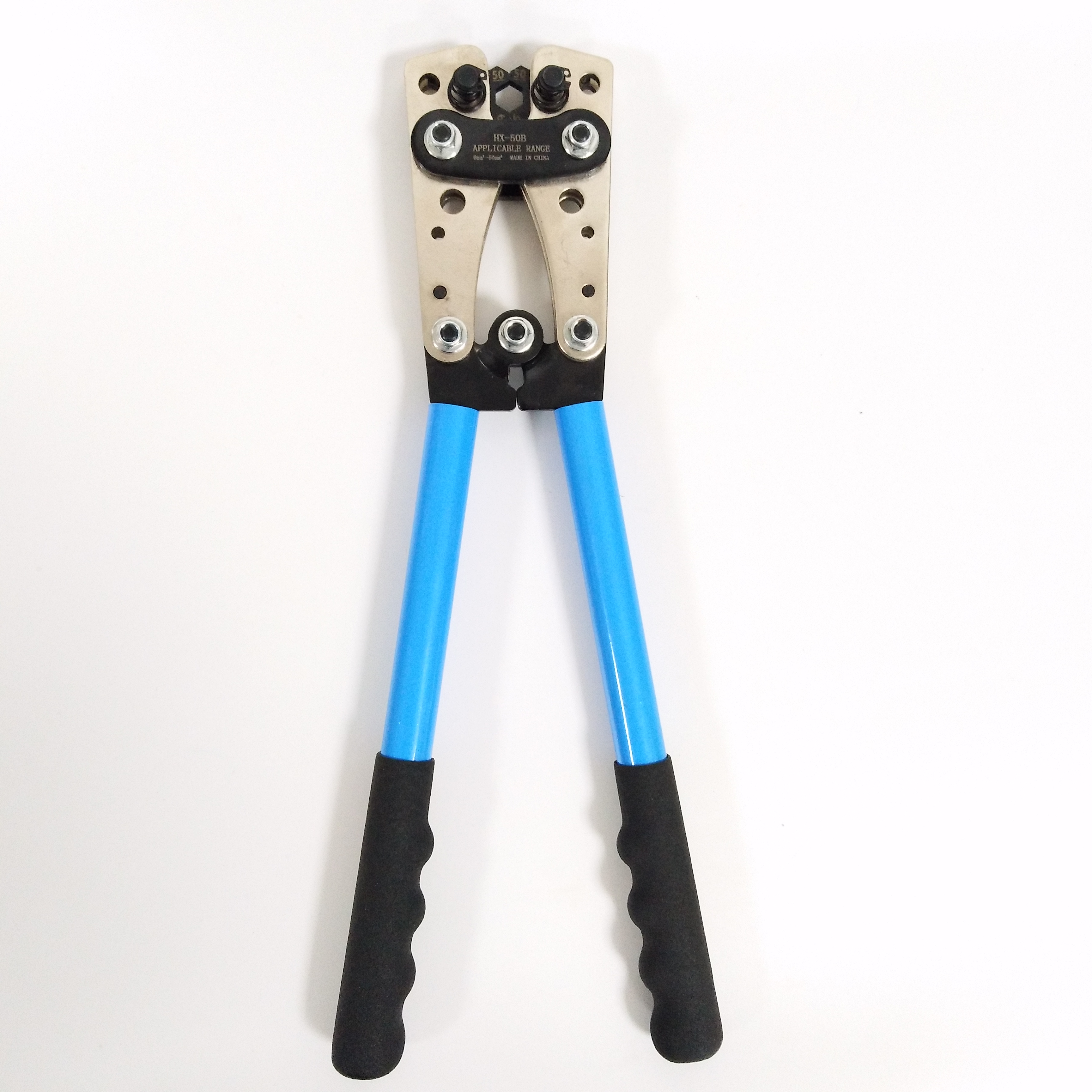 HX-50B Wire Terminal Crimping Tool 6-50mm2 Heavy Duty Cable Lug Crimper Plier Cu/Al Terminal Ratchet (AWG10-1/10)