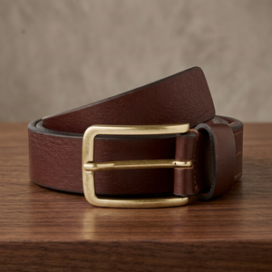 BS INTERNATIONAL Trending Men's Casual Vintage Silver Pin Buckle Stainless Steel Rectangular Shape Cow Hide Eco-Friendly <b>Belt</b> - Product Image 1