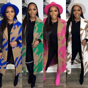 Sconto vendita autunno inverno cappotto lungo di lana per <span class=keywords><strong>donna</strong></span> giacca soprabito stampata - Product Image 5