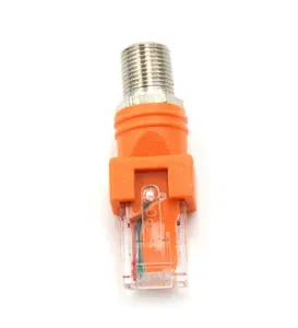 สีส้มสีเหลืองตรง180องศา F ประเภทหญิงคริสตัลปลั๊ก Rj45 8P อะแดปเตอร์