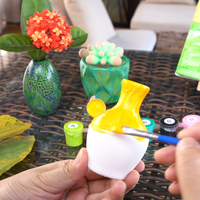 Enfants DIY Céramique Craquelé Vase Modèle Coloriage Jouets Ensemble de Peintures Acryliques pour Créativité Amusant Artisanat Peinture Kits!