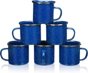 Venta caliente Retro Borde de acero esmaltado Metal fogata tazas pequeñas baratas 350ml Splash esmalte tazas para acampar café beber - Product Image 1
