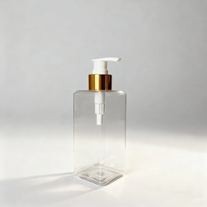 Botella Cuadrada de 300 ml (10 oz) para Loción, Champú, Acondicionador, Gel de Ducha y Jabón de Manos con Bomba Dorada o Plateada - Product Image 4