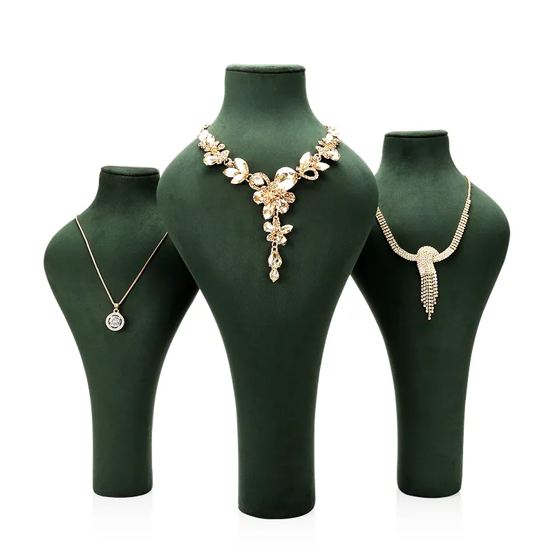 Etalage Rek Model Hoofd Ornamenten Sieraden Ketting Rek Fabrikanten Directe Groene Hals Stand Sieradenrek