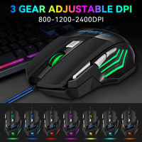 Ratón para Juegos con Cable USB T-WOLF M1, Luz RGB, 7 Botones, Ergonómico, Tamaño Grande, Ratón para Videojuegos