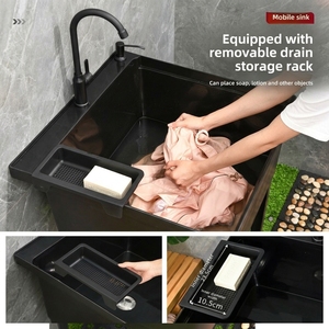 <span class=keywords><strong>Lavandino</strong></span> Multiuso in Plastica PP, Facile Installazione, per Cucina, Esterni, Lavaggio di Animali Domestici e Bambini, Shampoo - Product Image 3