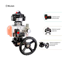 Vanne à boisseau sphérique à trois voies à bride pleine en acier inoxydable forgé ANSI OEM 304/316 CF8/CF8m avec actionneur pneumatique KLION RTS pour huile et gaz 500