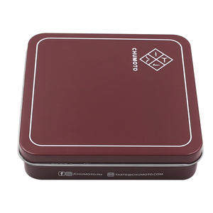 Квадратная жестяная коробка 109x109x25 мм из переработанных материалов, экологически чистая, для упаковки шоколада, с матовой ламинацией - Product Image 5