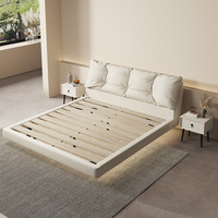 Cadre de lit triple moderne de luxe pour chambre d'hôtel, style minimaliste, avec rangement intégré, disponible en tailles King et Queen, aux designs élégants et illustrés.