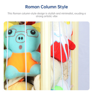 Étagère de rangement pour jouets en plastique beige empilable et détachable avec roulettes, grande capacité, organisateur pour animaux en peluche - Product Image 5