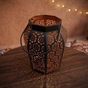 Luxury <b>Moroccan</b> Style Lantern with Antique Metal & Glass <b>Decorative</b> Candle Holder for International Buyers - Product Image 3