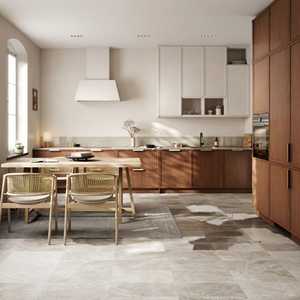 Georgia Modern Modular Kitchen Cabinets With Solid Wood <b>Doors</b> Lacquered Finish Rectangular Design Minimalist Style - Product Image 1