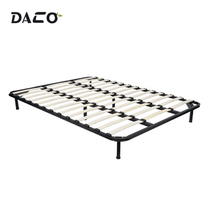 Cadre de lit d'hôtel personnalisé en usine 160x200 cm Assemblage facile Cadre de lits en métal bon marché avec lattes en bois - Product Image 1
