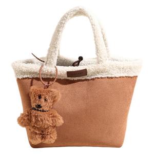 Bolso <span class=keywords><strong>de</strong></span> Mano Tipo Cubo <span class=keywords><strong>de</strong></span> Felpa para Mujer, Diseño Vintage, Estilo Urbano, Casual, para el Invierno, Lindo, para Viajes Diarios, Venta al por Mayor RTS, Pedidos Mixtos - Product Image 1