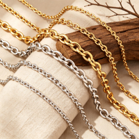 Chaîne croisée O Link imperméable |   Chaîne à maillons ronds en acier inoxydable plaqué or 18 carats PVD pour la création de colliers et bracelets DIY