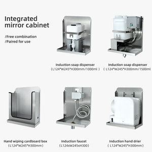 Diseño moderno, montaje en pared sin contacto, secador de manos automático, dispensador de papel higiénico, armario de <span class=keywords><strong>baño</strong></span> de acero inoxidable, <span class=keywords><strong>espejo</strong></span> - Product Image 6