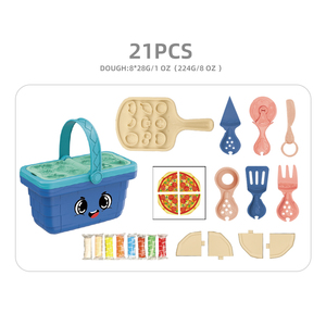 Cesta de Picnic de <span class=keywords><strong>Pizza</strong></span> de arcilla de colores, 15 Uds., otros juegos de simulación divertidos para niños, juego de juguetes de plástico preescolar, juego de masa - Product Image 3