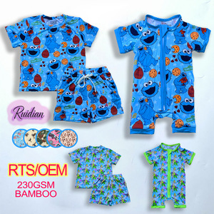 Ruidian Summer Bamboo Fiber Baby Short Zippy Romper Princess &amp; Cartoon Print Zipper Jumpsuit RTS Ready to Ship Infant Wear - Product Image 5